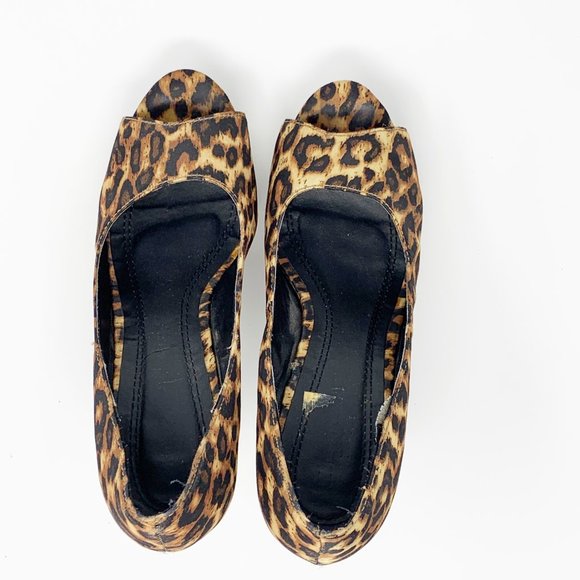 Leopard Print Platform Open Toe sz 9 - Picture 8 of 10